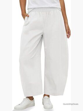 Cotton Blend Wide Leg Harem Pants High Waisted Casual Barrel Trousers